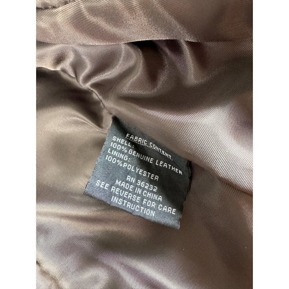Portrait Petite Medium Brown Leather Jacket Zip Front Lined Pockets NEW Office - Picture 11 of 11